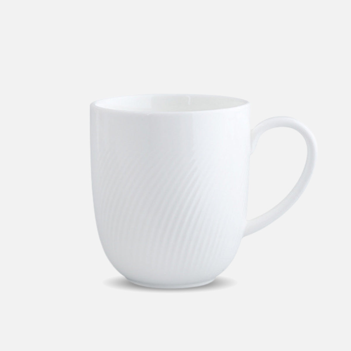 CAI ceramic coffee mug with vertical stripe texture, plain background.