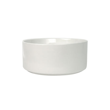 Minimalist white ceramic pet food and water bowl