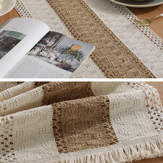 Close-up of woven texture and hand-crafted linen edge